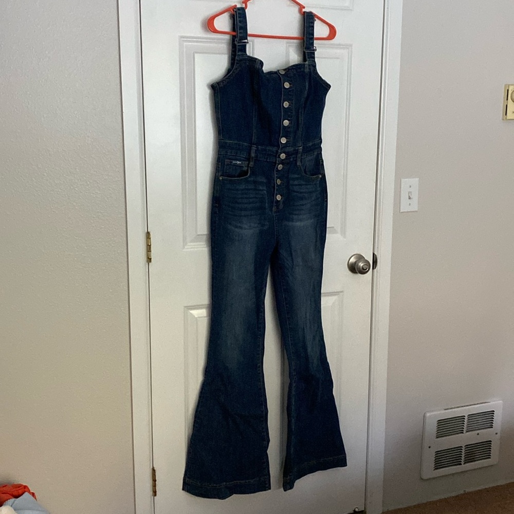 Denim flare jumpsuit